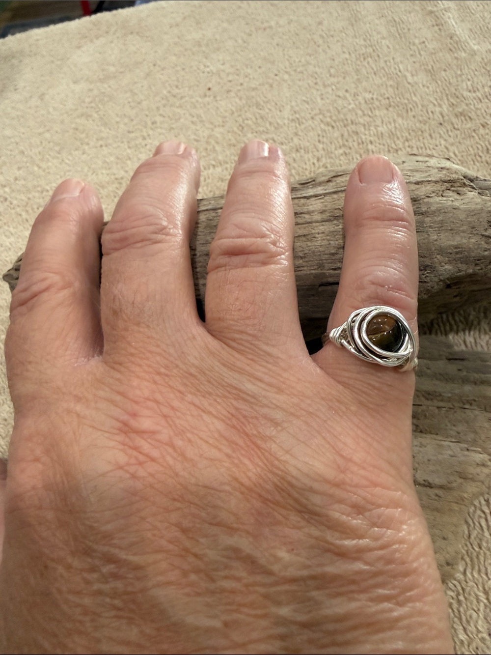 Silver Ring with Brown Tiger's Eye Gemstone